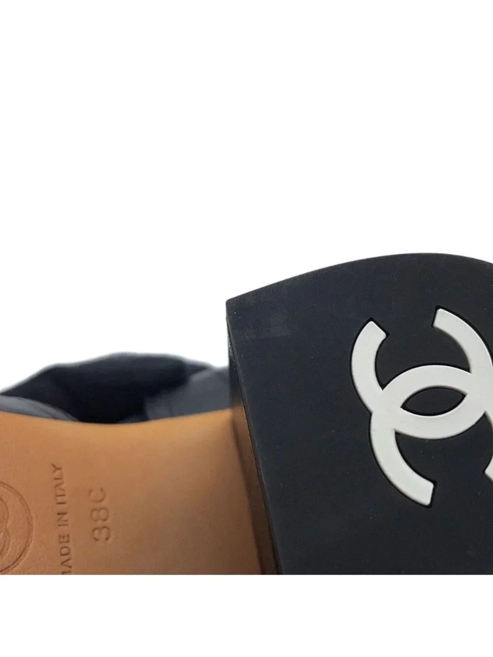 Chanel Sandals CC Logo Turnlock 38c Shoes Black